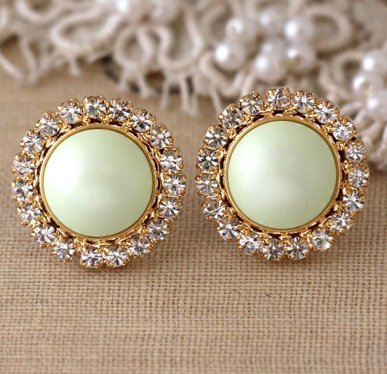 Mint Earrings Green Mint Stud Earrings Pistachio Green Etsy