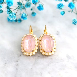 Pink Drop Earrings, Dusty Pink Drop Earrings, Pink Opal Drop Earrings ...