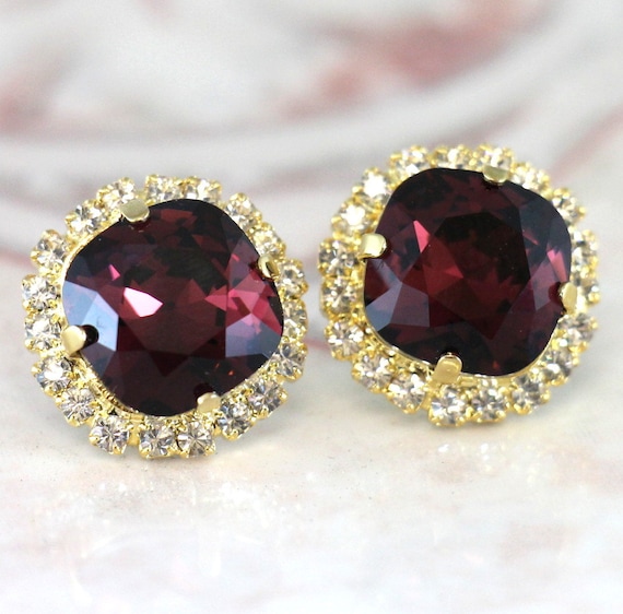 Burgundy stud best sale earrings