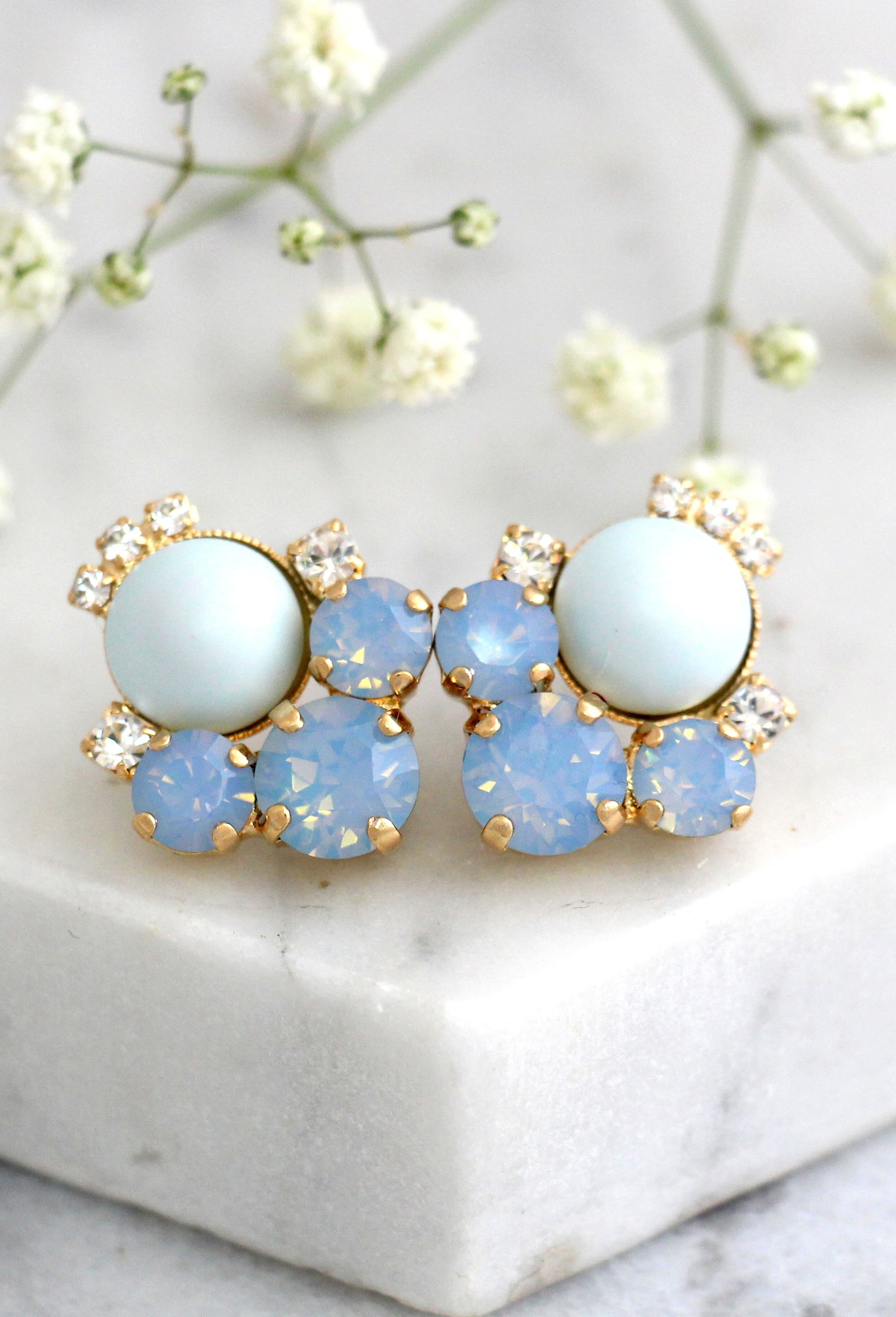 Blue Earrings Blue Sky Earrings Bridal Powder Blue Earrings Etsy
