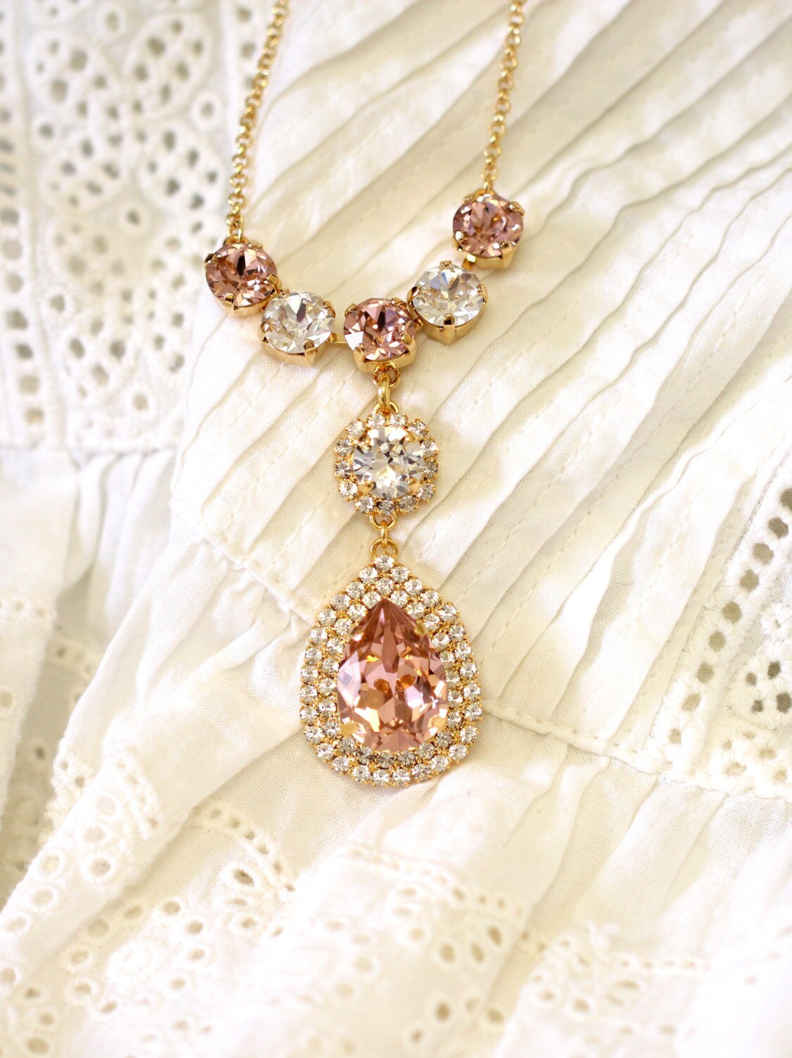 Blush Necklace Bridal Necklace Bridal Blush Necklace Blush Etsy Israel