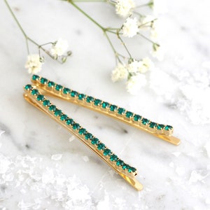 Bridal Hair Pin, Bridal Emerald Bobby Pin, Emerald Bobby Pins, Wedding Hair Jewelry, Crystal Green Bridal Hair Jewelry, Emerald Wedding