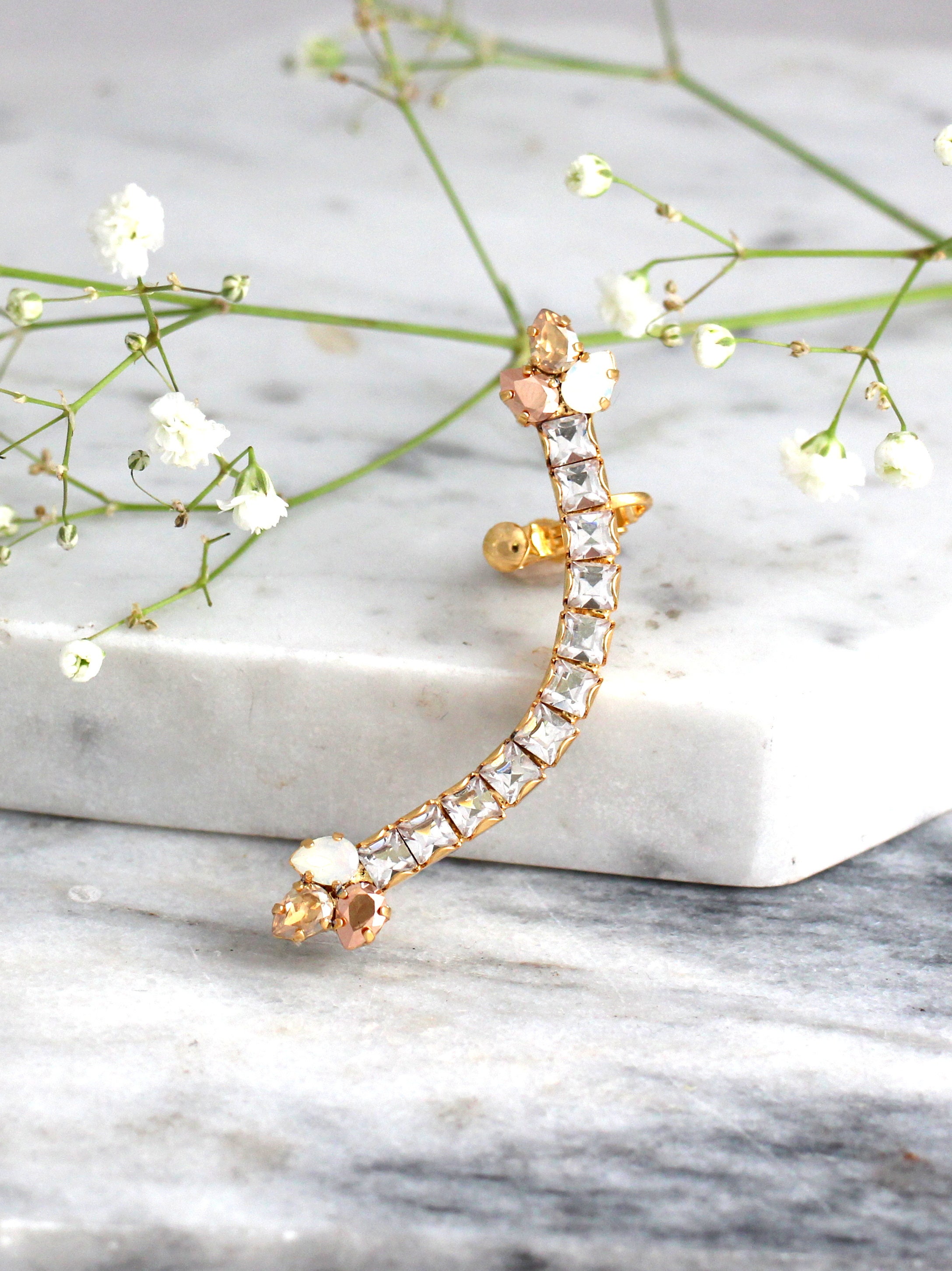 Climbing Earrings Bridal Ear climbing Earrings Swarovski Ear Etsy