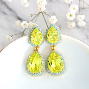 Citrus Green Chandelier Earrings, Lime Green Earrings, Green Turquoise Earrings, Green Chandelier Earrings, Citrus Green LONG Earrings image 5