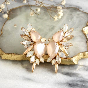 Bridal Earrings, Ivory Cream Bridal Earrings, Bridal Statement Earrings, Climbing Earrings, Crystal Ear Crawler Earrings, Trending Jewelry