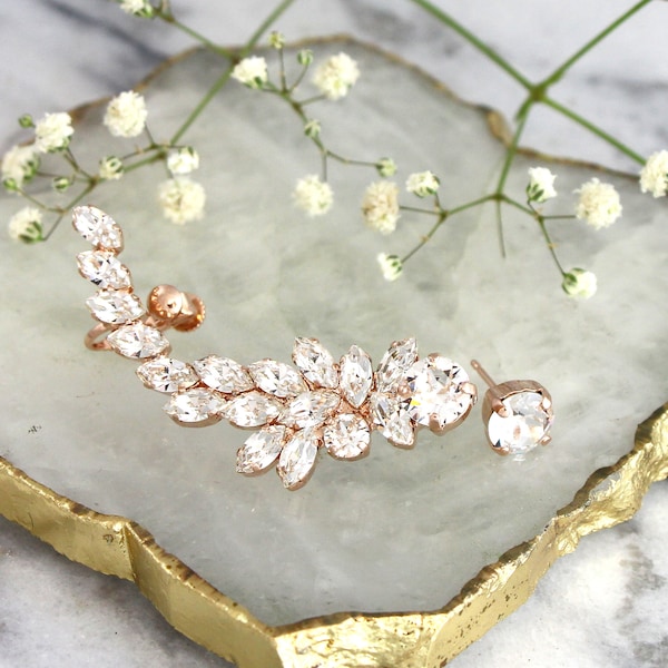 Ohrmanschette, Braut Kletterer Kristallohrringe, Kristall Ohr Kletterer Ohrringe, Rock-enroll Braut, Crawler Kristall Trending Ohrringe