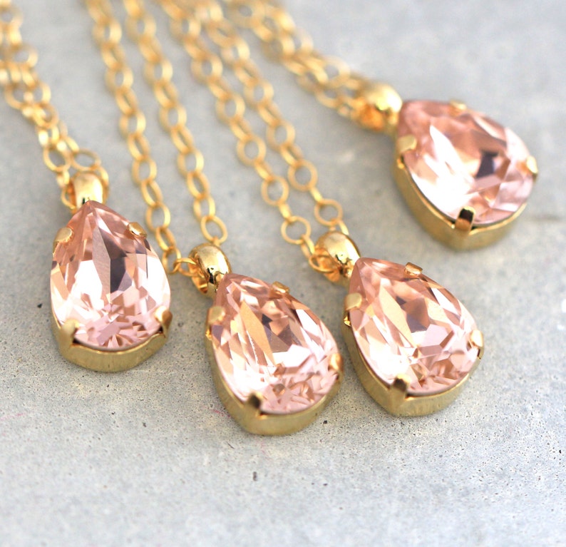 Blush Necklace Necklace Bridesmaids Blush Crystal Etsy