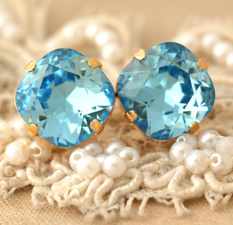 aquamarine stud earrings aquamarine stud earrings