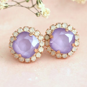 Purple Earrings, Lilac Crystal Earrings, Bridal Lavender Earrings, Bridal Lilac Earrings, Bridesmaids Earrings, Gift For Her, Lavender Studs