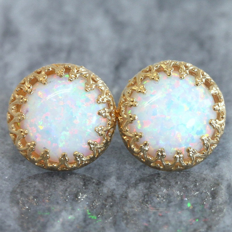 Opal Earrings Opal Stud Earrings White Opal Jewelry - Etsy