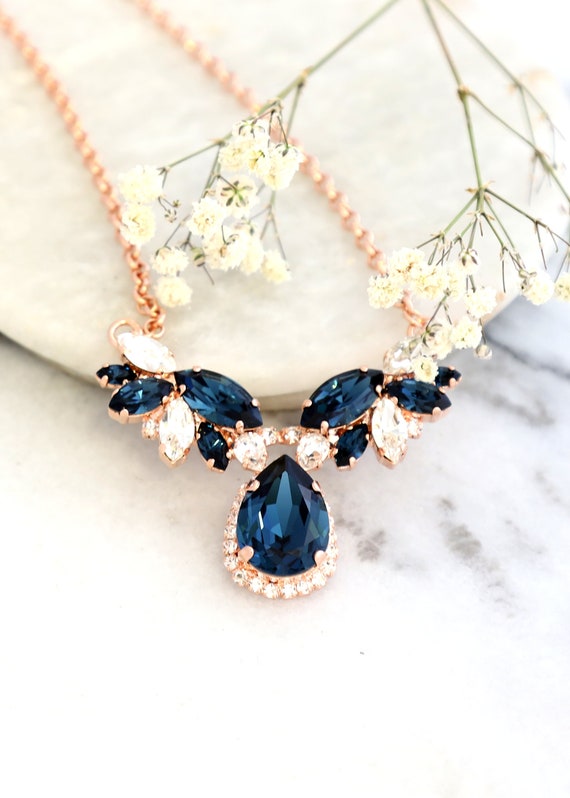 Navy blue stone clearance necklace