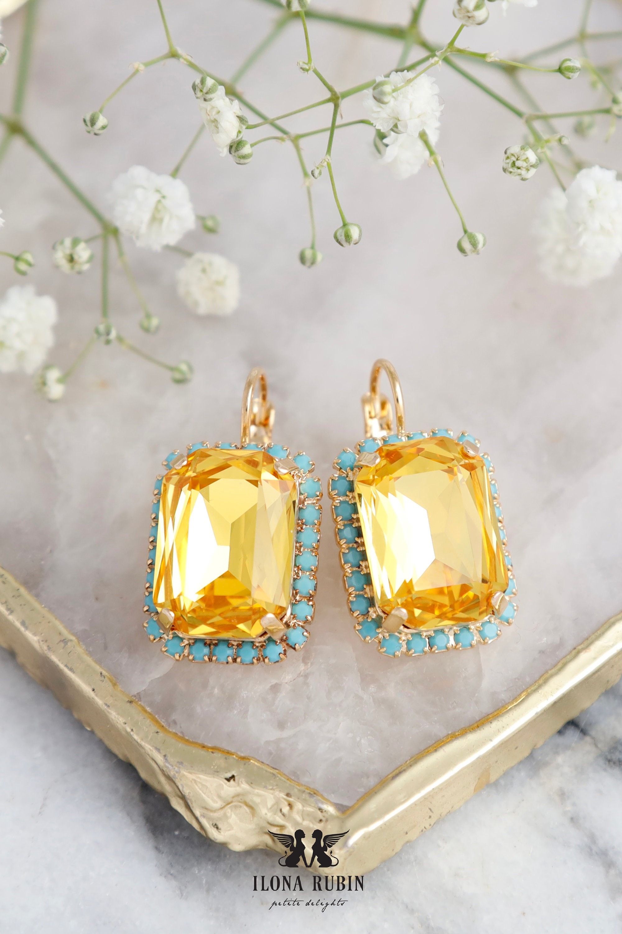 Etsy yellow earrings best sale