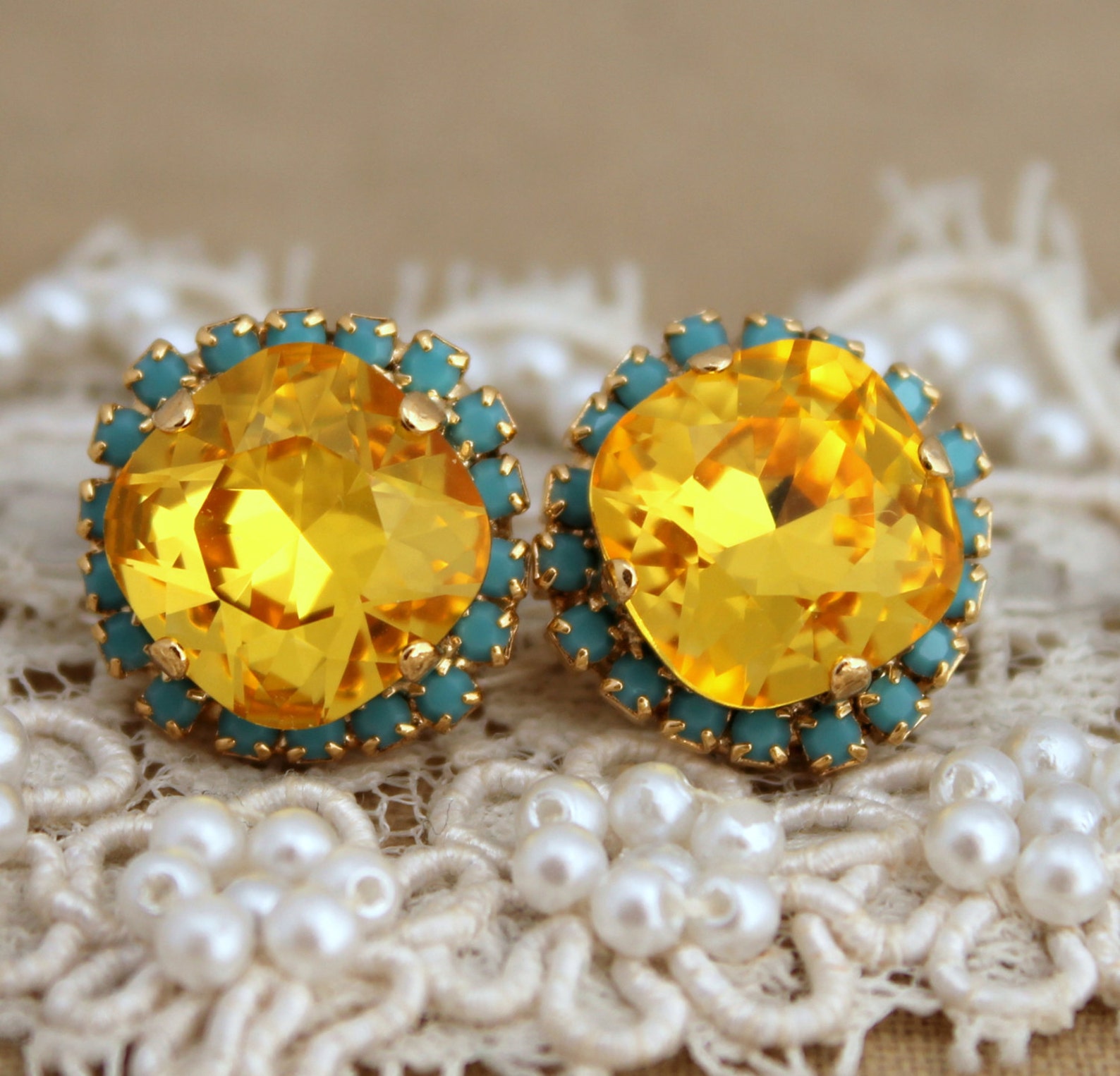 Yellow Stud Earrings Buttercup Yellow Earrings Bridesmaids Etsy