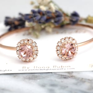 Blush Bridal Bracelet, Blush Pink Bridal Bracelet, Bridal Rose Gold Bracelet, Bridal Cuff Bracelet, Bridesmaids Gifts, Morganite Bracelet