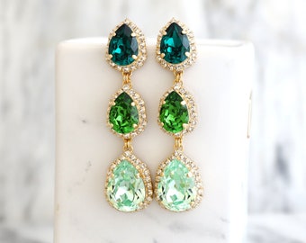 Emerald Green Chandelier, Green Chandelier Long Earrings, Green Emerald Statement Earrings, Greenery Bridal Jewelry, Peridot Dangle Earrings