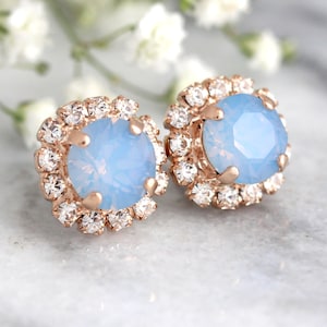 Powder Blue Studs, Blue Sky Earrings, Bridesmaids Blue Earrings, Blue Opal Earrings, Bridal Blue Earrings, Bridal Blue Circle Studs