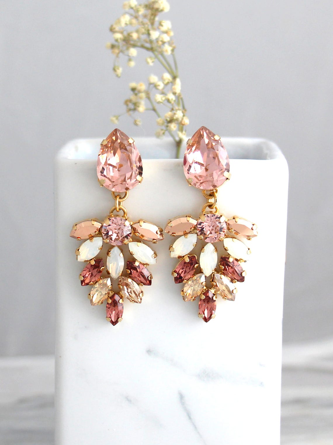 Bridal Blush Chandelier Earrings Blush Earrings Bridal Blush Etsy