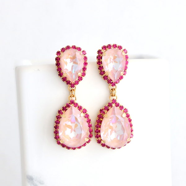 Pink Earrings, Pink Chandelier Earrings, Dusty Pink Chandelier Earrings, Dusty Pink Drop Earrings, Bridal Pink Earrings, Pink Drop Earrings
