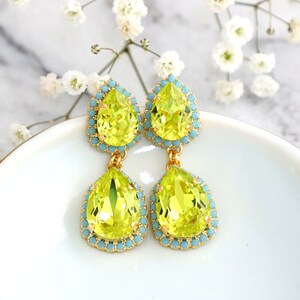 Citrus Green Chandelier Earrings, Lime Green Earrings, Green Turquoise Earrings, Green Chandelier Earrings, Citrus Green LONG Earrings image 3