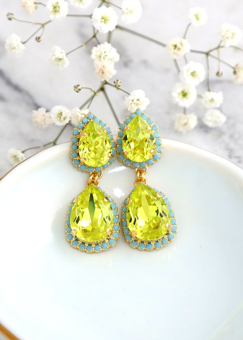 Citrus Green Chandelier Earrings, Lime Green Earrings, Green Turquoise Earrings, Green Chandelier Earrings, Citrus Green LONG Earrings image 3