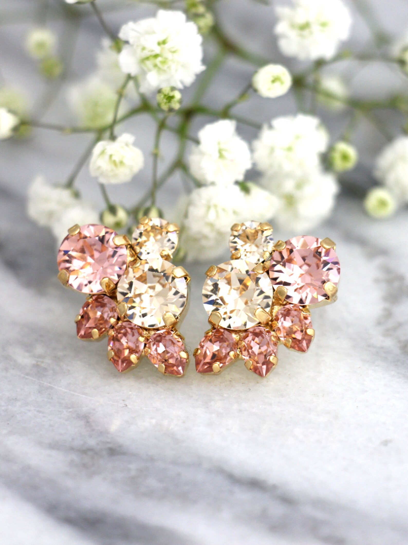 Blush Earrings Bridesmaids Blush Earrings Bridal Blush Pink Etsy