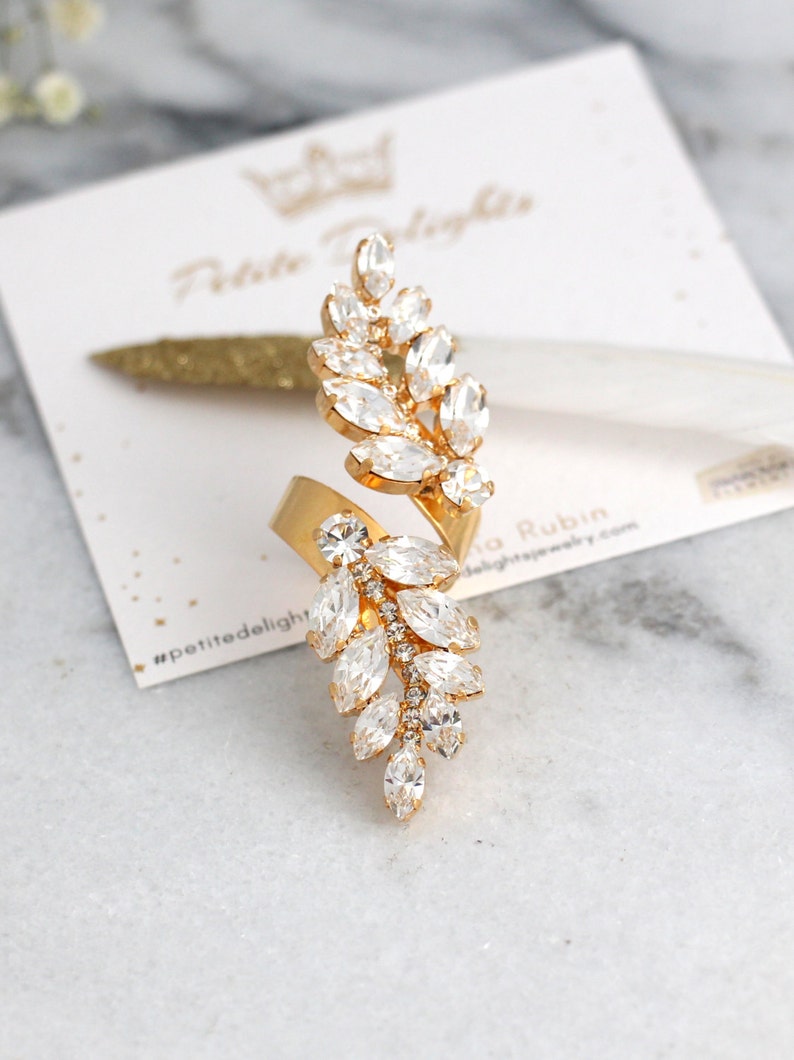 Cocktail Crystal Ring Statement Crystal Ring Crystal Gold Etsy