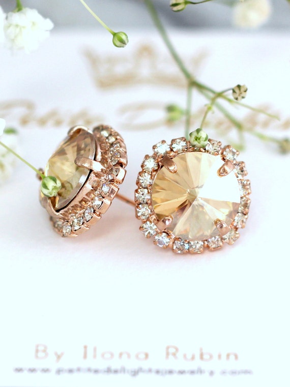 Champagne bridal earrings deals