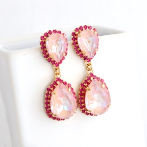 Pink Earrings, Pink Chandelier Earrings, Dusty Pink Chandelier Earrings, Dusty Pink Drop Earrings, Bridal Pink Earrings, Pink Drop Earrings image 10