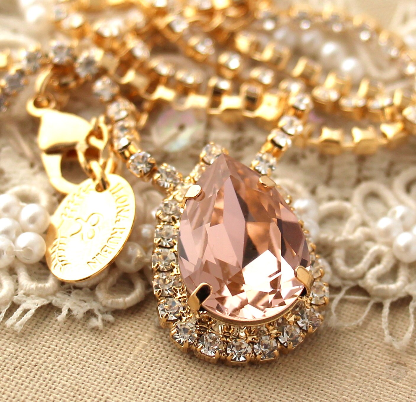 Blush Necklace Blush Bridal Necklace Swarovski Bridal Blush Etsy