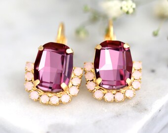 Etched Brass Earrings Vintage Brass Earring Filigree Medallion Drop Earrings Pretty In Pink Earrings Antique Style Pink Brass Earrings