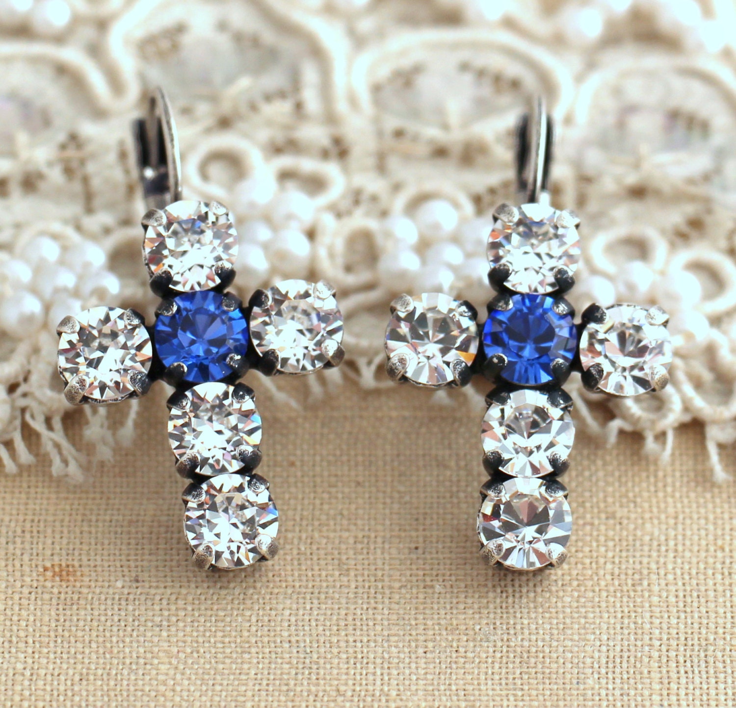 Sapphire cross deals earrings