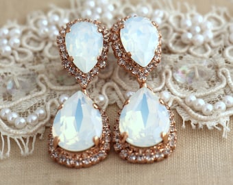 Opal Chandelier Earrings, Bridal Opal Earinngs, Bridal earrings, Rose Gold chandelier earrings, Drop earrings, Bridal Opal Dangle Earrings