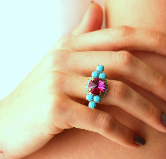 Pink turquoise deals ring