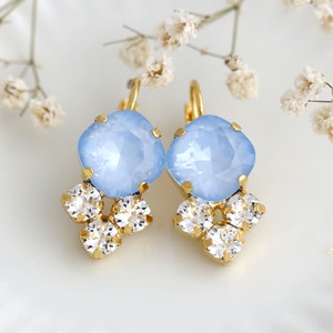 Powder Blue Earrings, Powder Blue Drop Crystal Earrings, Bridal Blue Earrings, Light Blue Crystal Earrings, Sky Blue Bridal Drop Earrings image 10