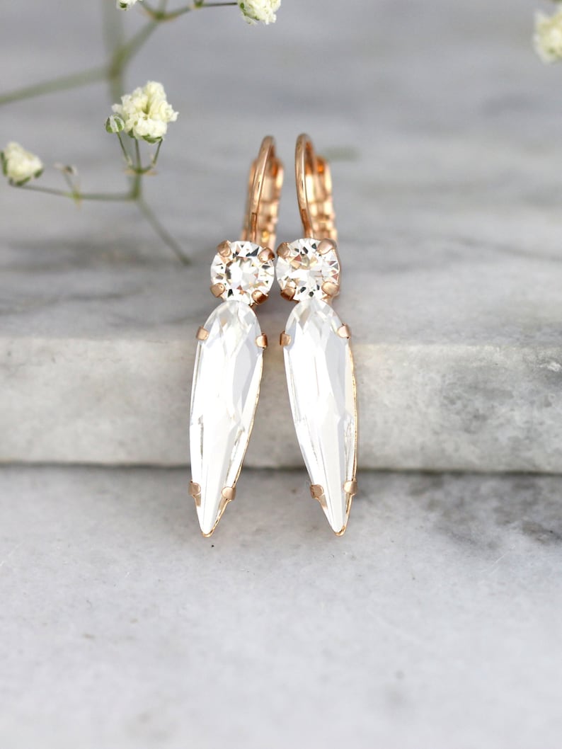 Bridal Crystal Dainty Drop Earrings Bridal Drop Earrings Etsy 日本