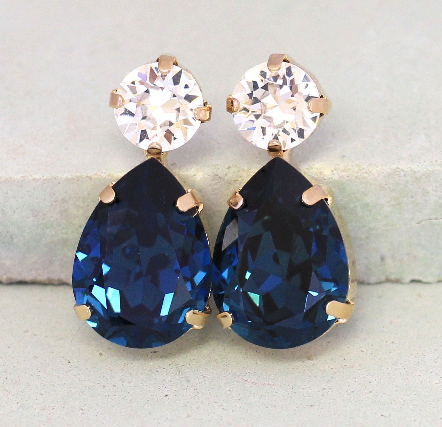 Navy Blue Crystal Post Earrings earrings – LoveYourBling-tmf.edu.vn