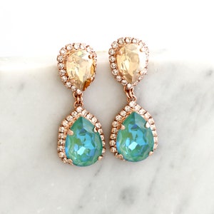 Green Chandelier Earrings, Emerald Green Earrings, Mint Green Drop Earrings, Sage Green Drop Crystal Earrings, Emerald Bridal Earrings image 3