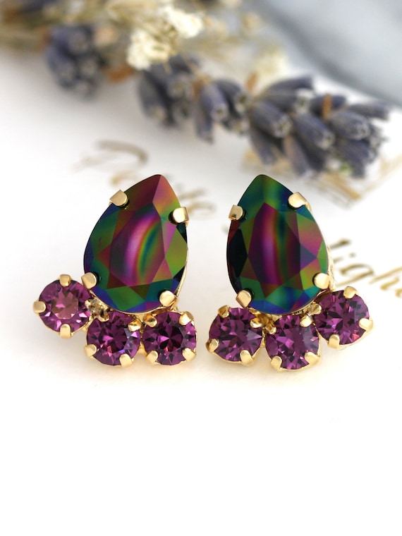 Buy Amethyst earrings, Cushion cut earrings, Amethyst Jewelry, Dark purple  earring, sterling silver earring, Bridal earrings online at aStudio1980.com