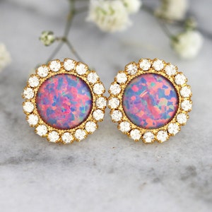 Opal earrings, Purple Opal earrings, Opal Stud Earrings, bridesmaids Earrings, Gift For Her, Opal Stud Earrings, Purple Earrings, Opal Studs