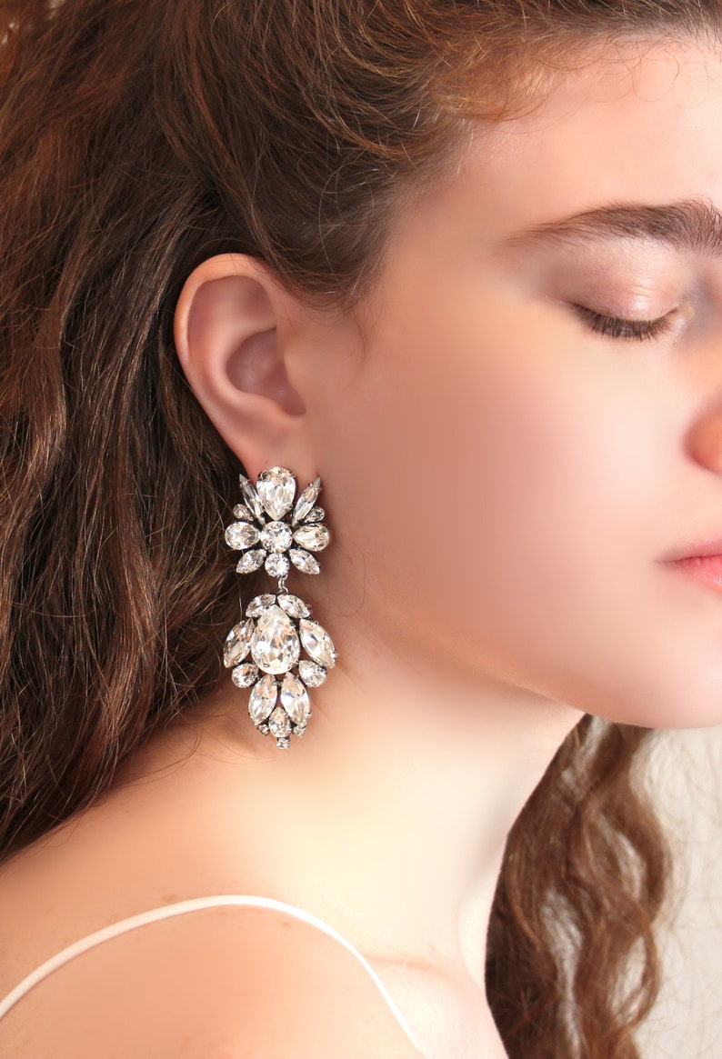 Bridal Statement Earrings Bridal LONG Earrings Antique Etsy
