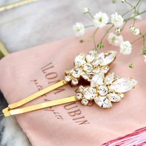 Bridal Hair Pin, Bridal Crystal Hairpin, Crystal Bobby Pin, Bridal Gold Crystal Bobby Pin, Bridal Hair Jewelry, Bridal Gold Bobby Pin
