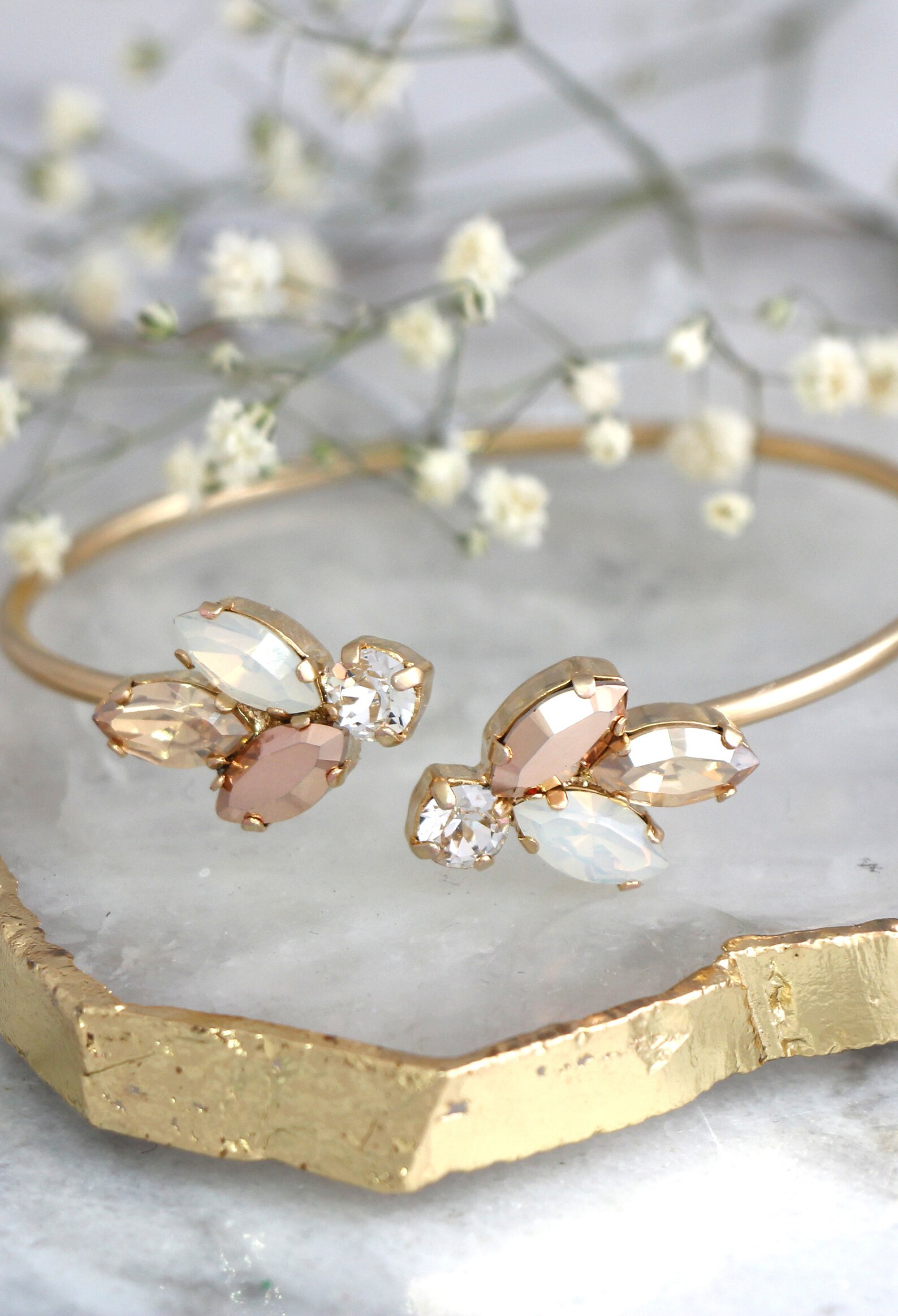 Bridal Rose Gold Bracelet Rose Gold Bracelet Bridal Cuff Etsy