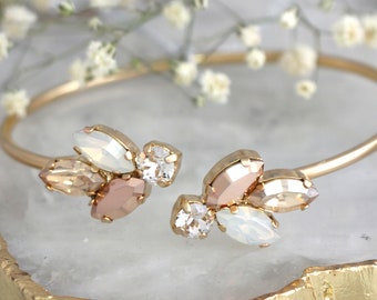 Bridal Rose Gold Bracelet, Rose Gold Bracelet, Bridal Cuff Bracelet, Bridal Opal Gold Bracelet, Bridesmaids Bracelets, Bridal Bracelet