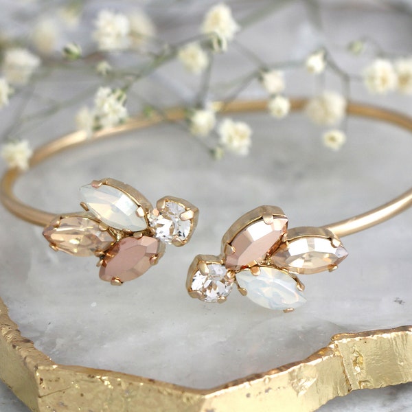 Bridal Rose Gold Bracelet, Rose Gold Bracelet, Bridal Cuff Bracelet, Bridal Opal Gold Bracelet, Bridesmaids Bracelets, Bridal Bracelet