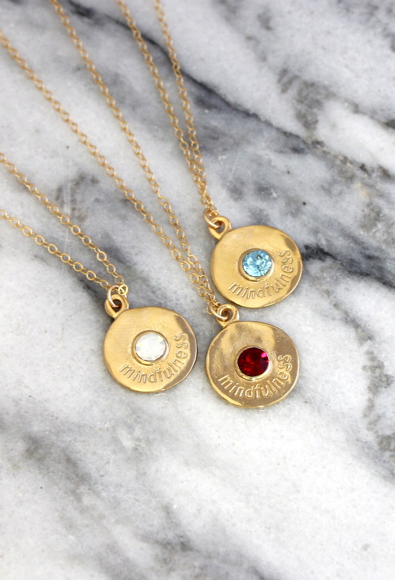 Spiritual Jewelry, Personalized Birthstone Necklace, Yoga Jewelry, Gift For Woman, Christmas Gift For Mom, Gold Coin Necklace, Yoga Necklace image 3
