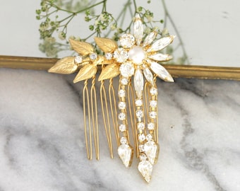 Bridal Floral Crystal Hair Comb, Hair Comb, Rhinestone Hair Comb, Bridal Hair Accessories, Hair Comb, Bridal Silver Crystal Hair Comb