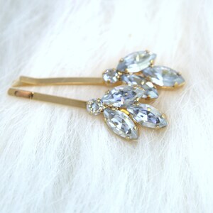 Bridal Hair Pin, Bridal Dusty Blue, Bridal Bobby Pin, Bridal Dusty Blue Crystal Bobby Pin, Wedding Hair Jewelry, Bridal Something Blue image 3