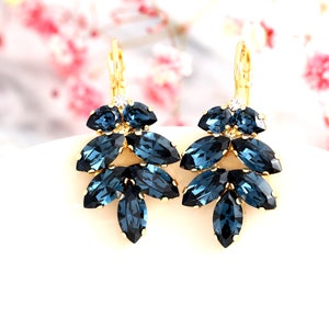 Blue Navy Bridal Earrings, Navy Blue Drop Earrings, Blue Earrings, Sapphire Drop Earrings, Bridesmaids Earrings, Dark Blue Drop Earrings image 6