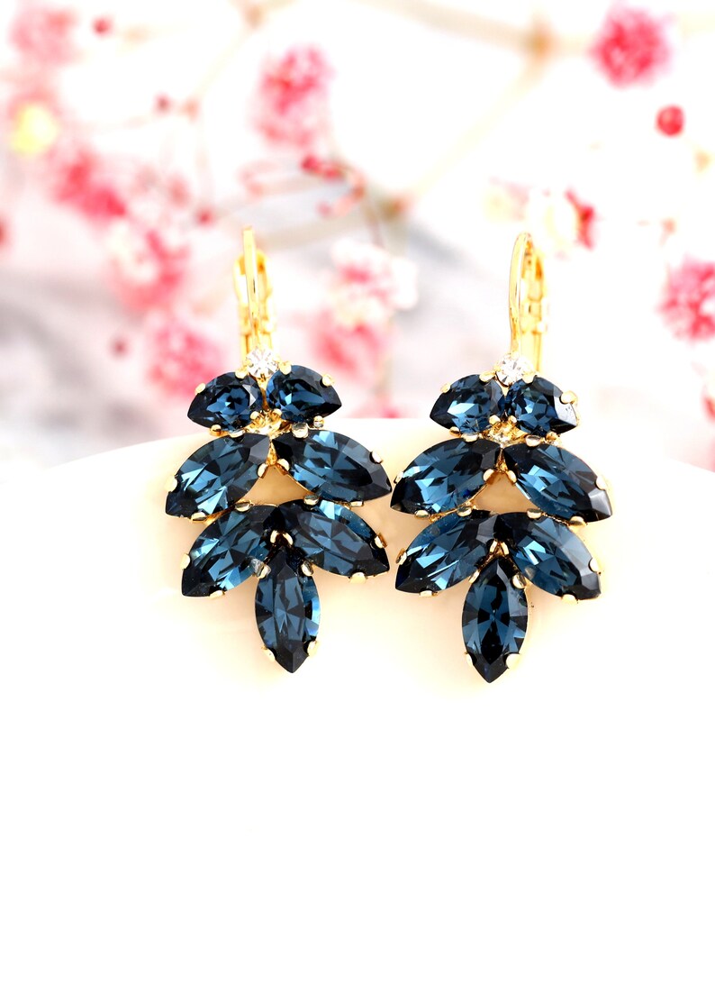 Blue Navy Bridal Earrings, Navy Blue Drop Earrings, Blue Earrings, Sapphire Drop Earrings, Bridesmaids Earrings, Dark Blue Drop Earrings image 6