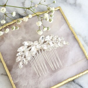 Bridal Hair Comb, Bridal Hair Crystal Comb, Rhinestone Hair Comb, Bridal Hair Accessories, Rose Gold Hair Comb, Bridal Silver Hair Comb Silver Finish